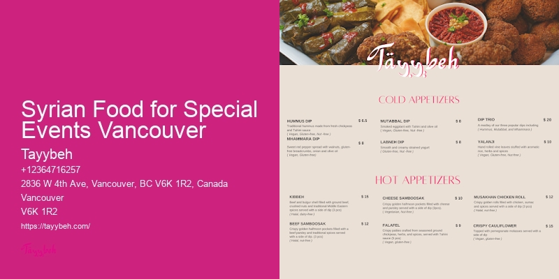 Syrian Main Courses Vancouver